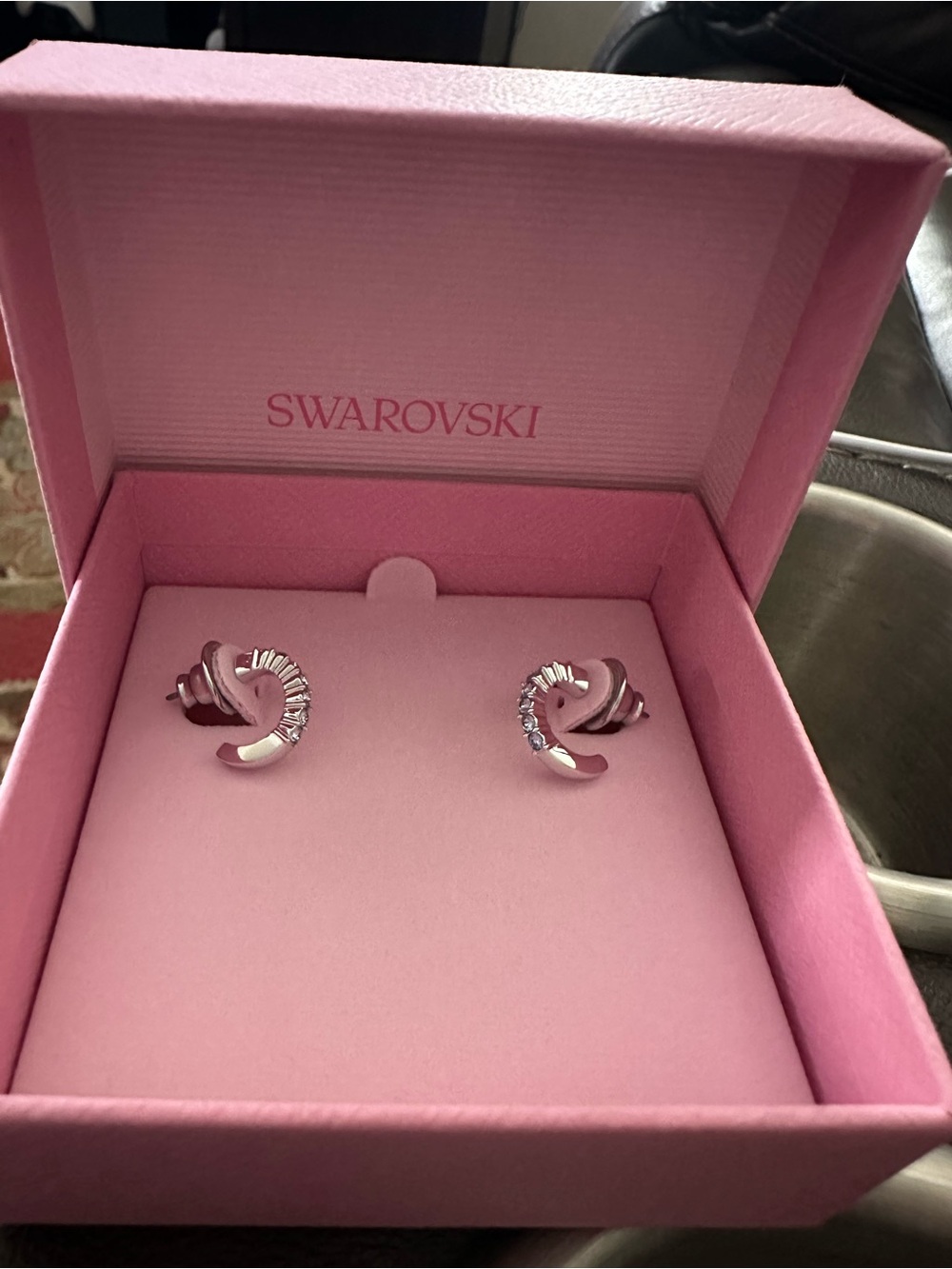 Swarovski Crystal Crescent Stud Earrings